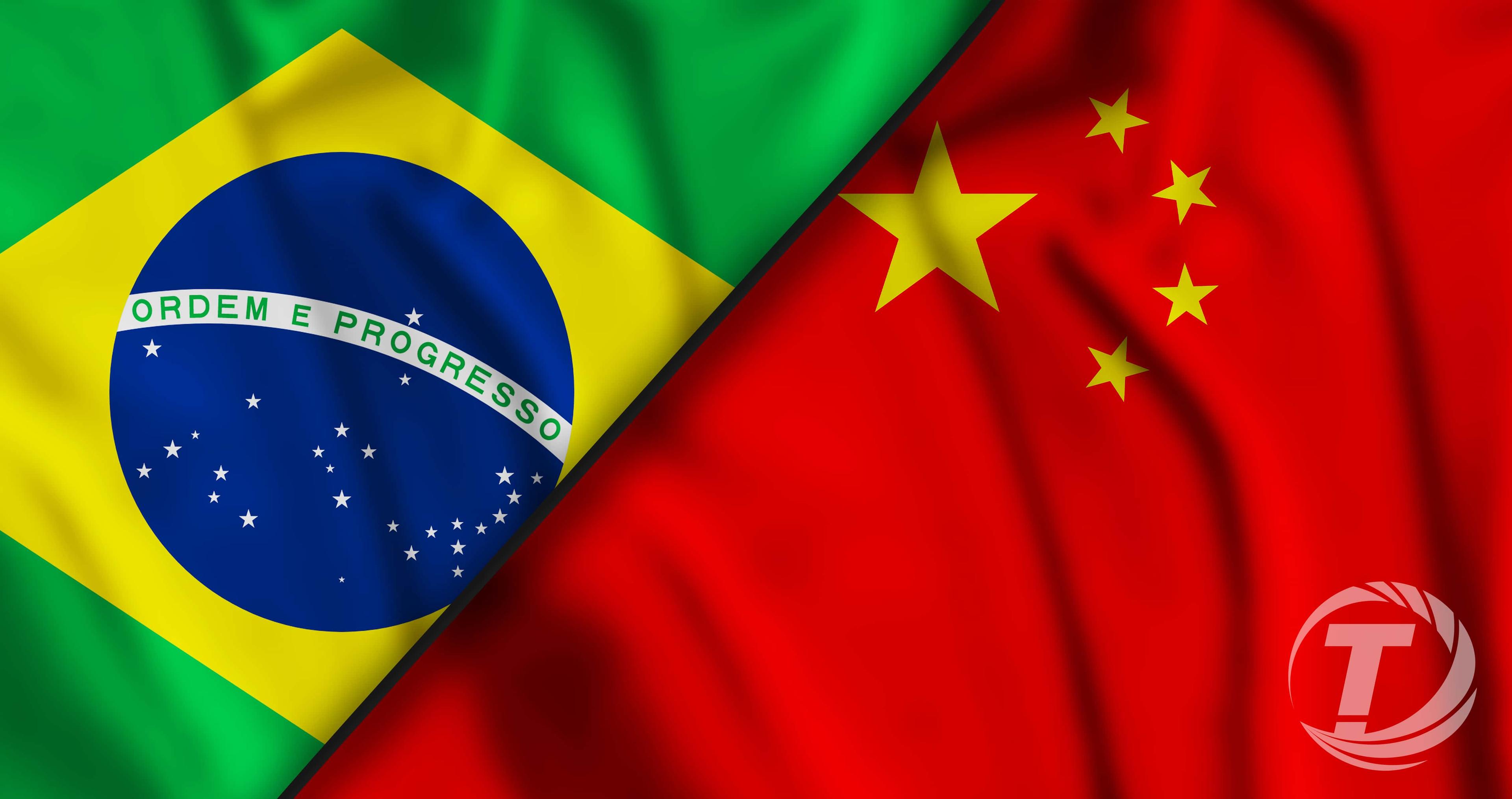 bandeira do Brasil e da China